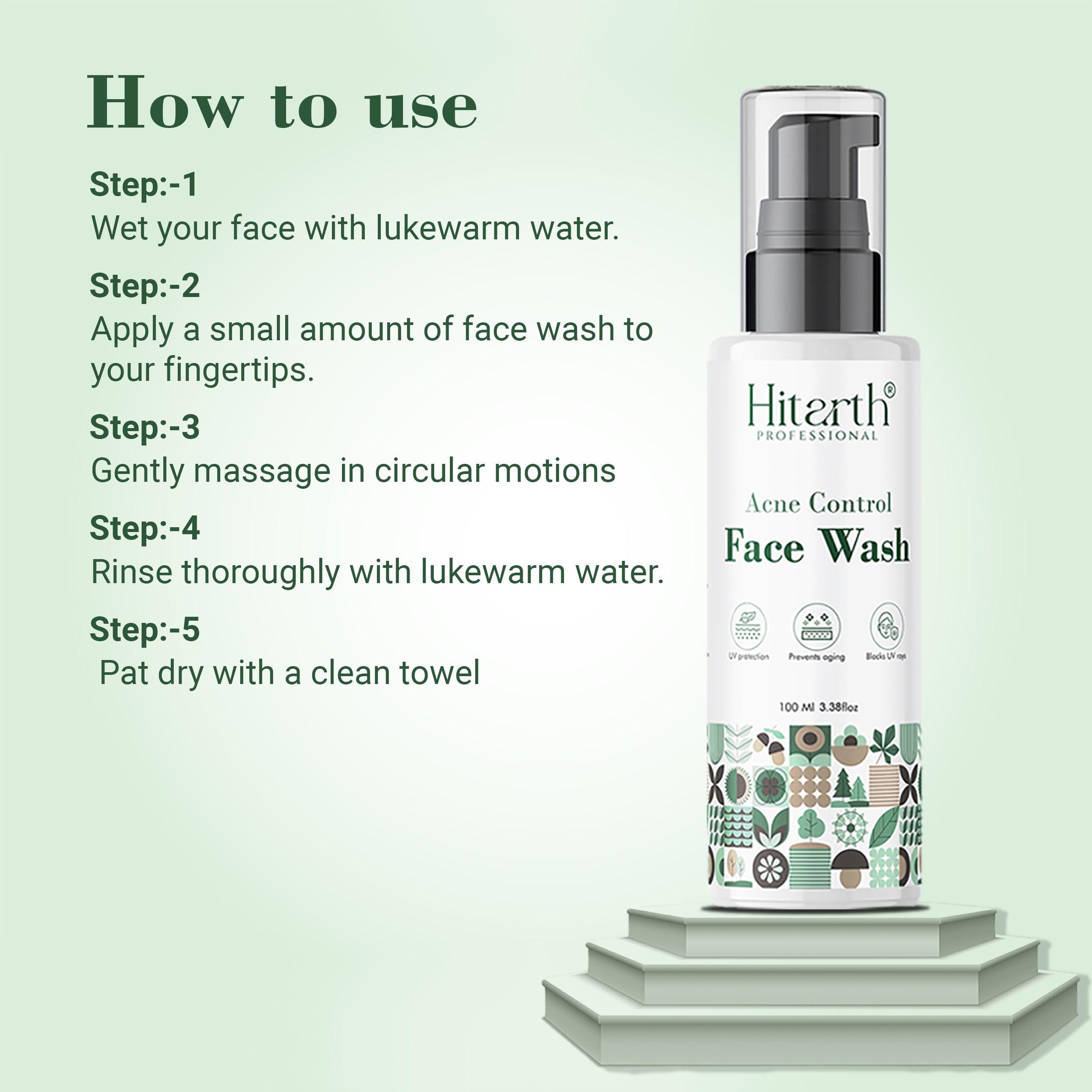 Hitarth Professional Face wash | Sulphate-free Gentle Skin Hydrating Face Wash Cleanser With Niacinamide | Contains Vitamin B5 & Vitamin B3 | For Women & Men | Sensitive Skin 100ML
