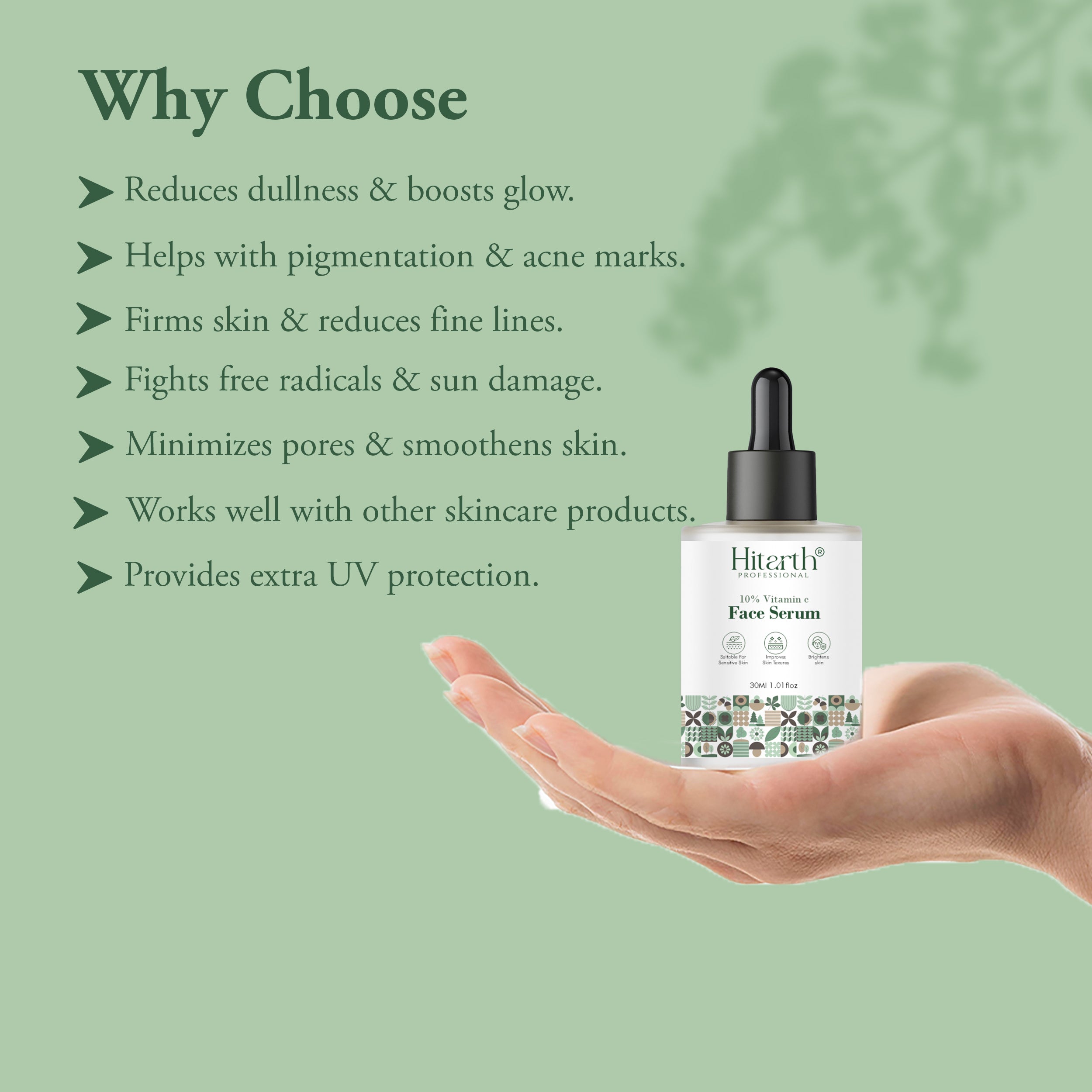 Hitarth Professional 10% Vitamin C  Face serum Contains Vitamin c, Aloevera & Hyaluronic Acid | Fades Dark Spots | Reduces Pigmentation | Boosts Collagen | Brightens skins | Suitable for All Skin Types | For Women & Men  30ML